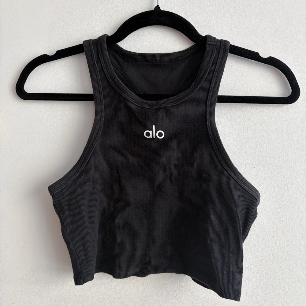 Alo Black Crop Tank Top